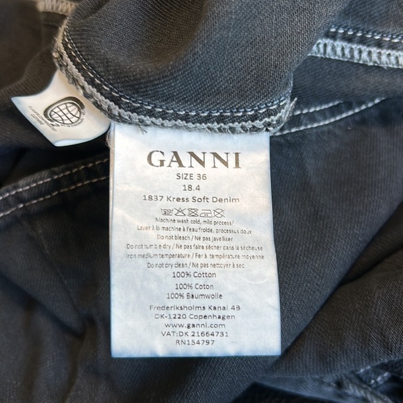 GANNI Black Denim Western Shirt Dress Long Sleeve Button Up Nashville Sz 4 - Picture 14 of 15